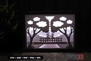 Girls on Bridge Shadow Box SVG 5x7
