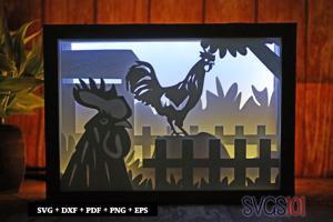 Rooster Morning Call Shadow Box SVG 5x7