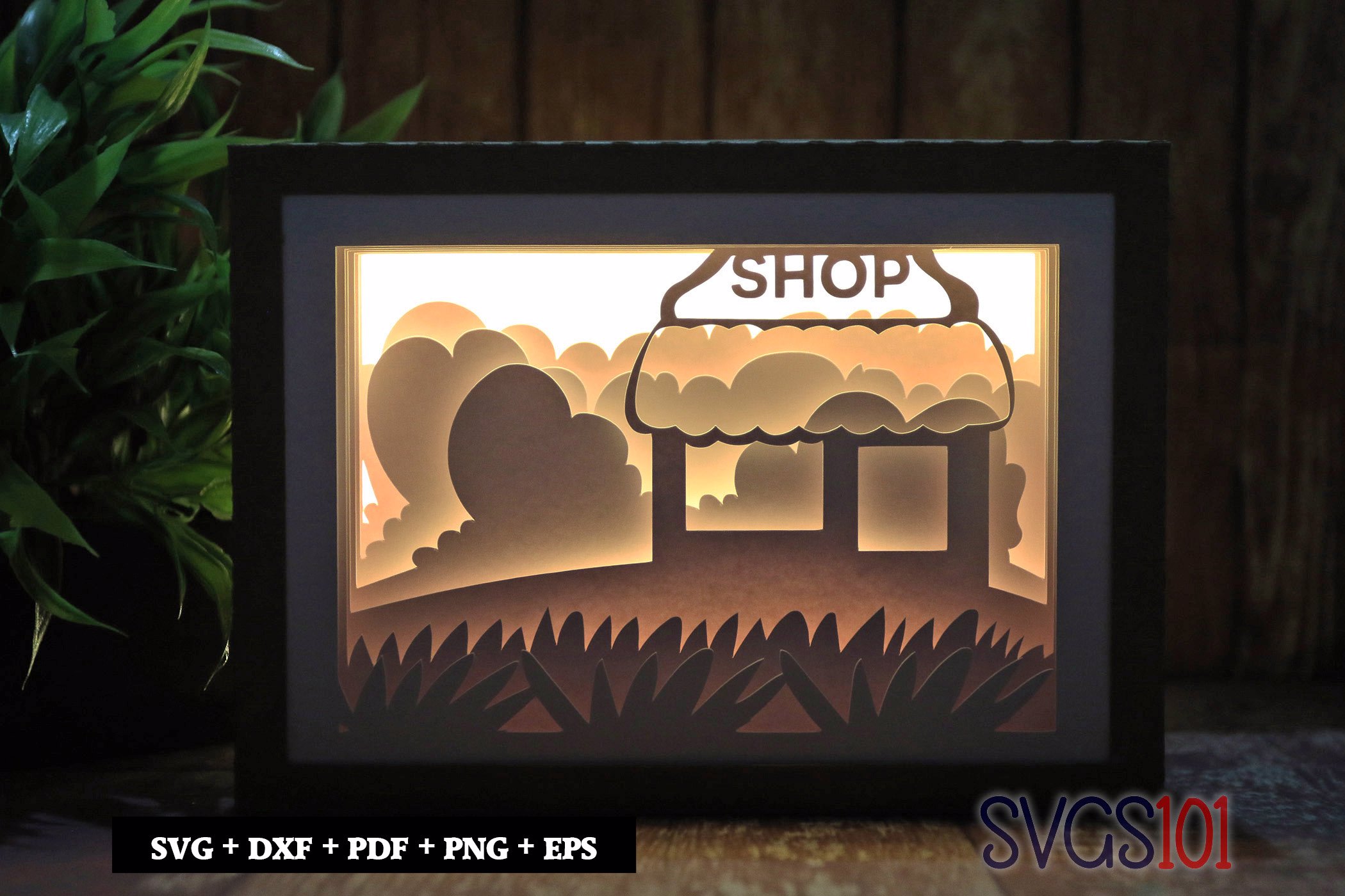 Decorative Shop Paper 3D Shadow Box SVG 5x7