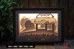 Decorative Shop Paper 3D Shadow Box SVG 5x7
