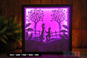 Wedding Proposal on Knees Shadow Box Light Box 8x8, 12x12