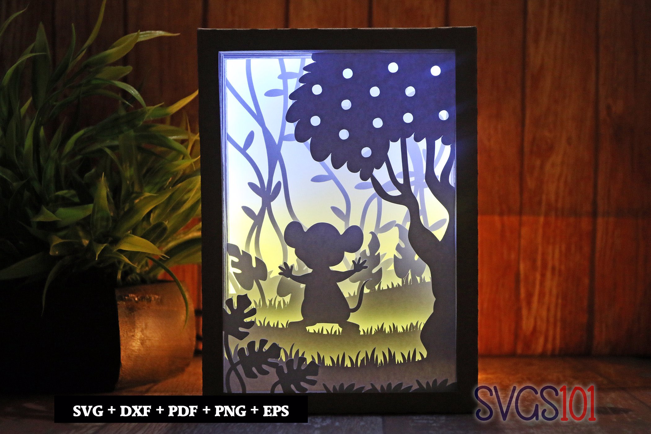 Rat Dancing in Jungle Light Box SVG 5x7 Landscape