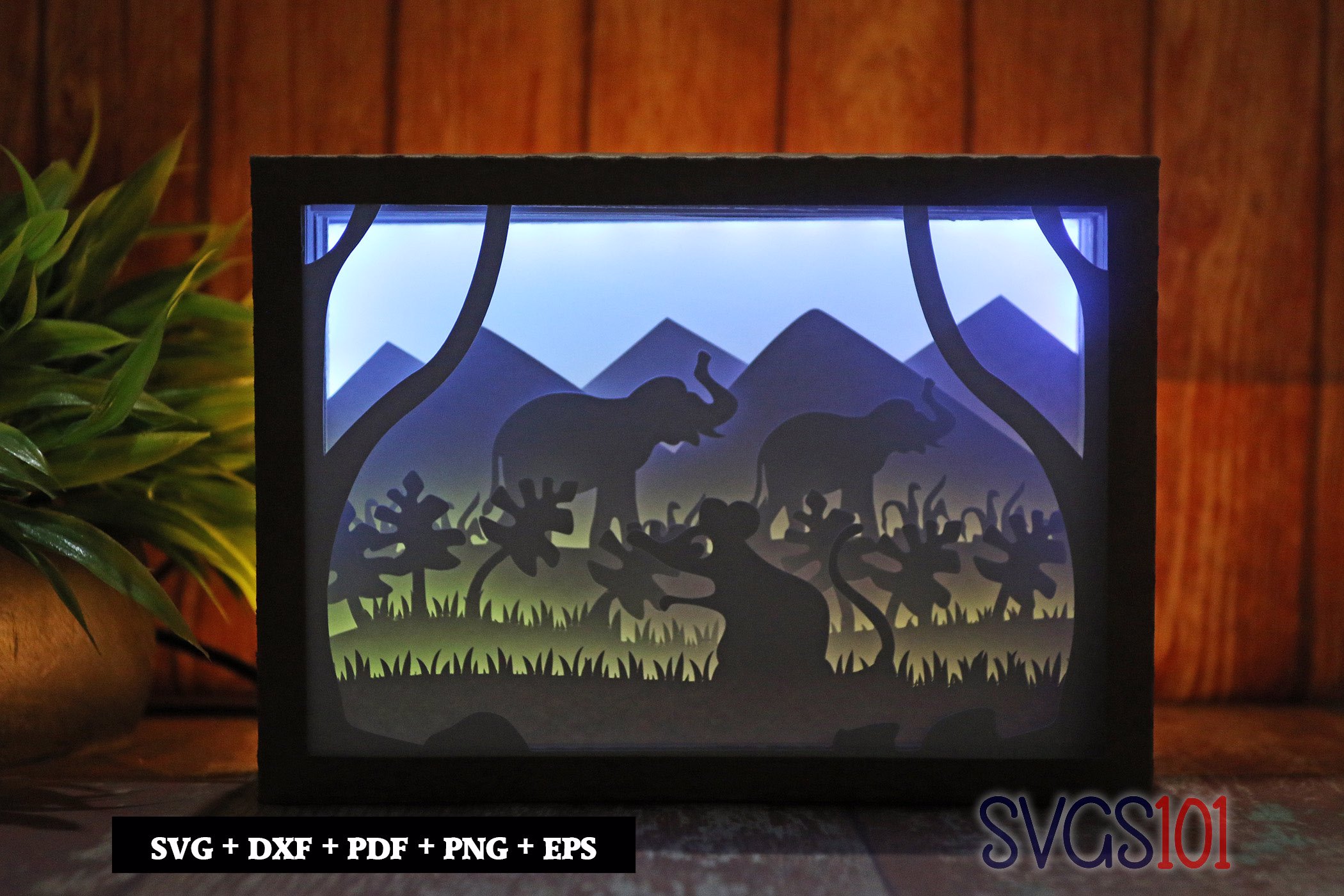 Cute Mouse in Jungle Paper 3D Shadow Box SVG 5x7