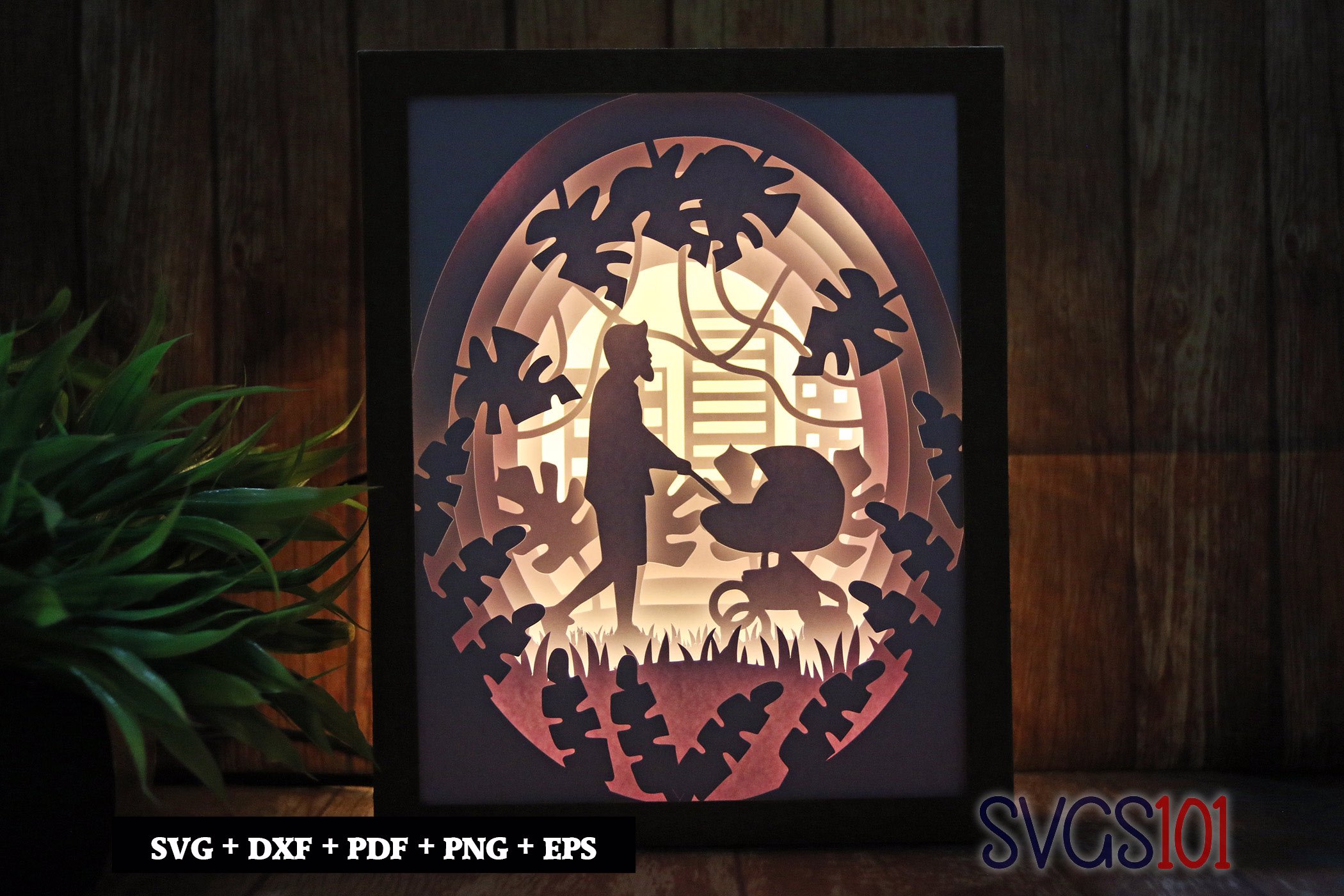 Lovely Scene Of A Caring Dad Shadow Box SVG 8x10