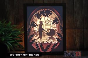 Lovely Scene Of A Caring Dad Shadow Box SVG 8x10