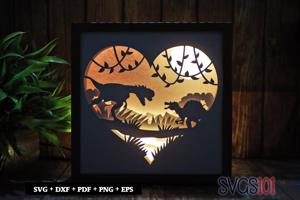Dinosaurs Fight LED Light Box Shadow Box Square 8x8, 12x12