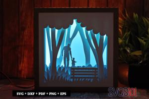 Father and Child Walking Shadow Box Light Box 8x8, 12x12