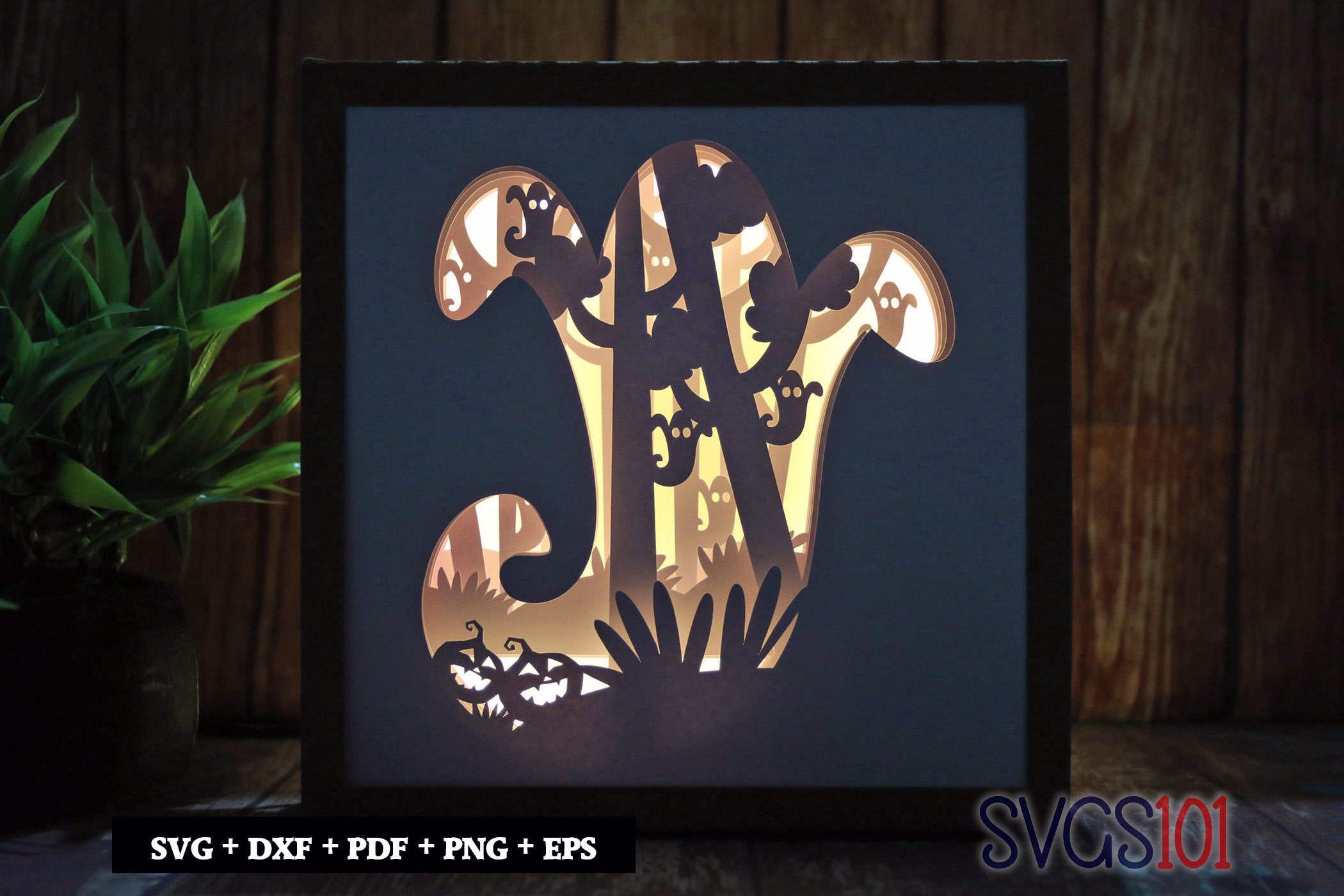 Scary Ghost Shadow Box Light Box 8x8, 12x12