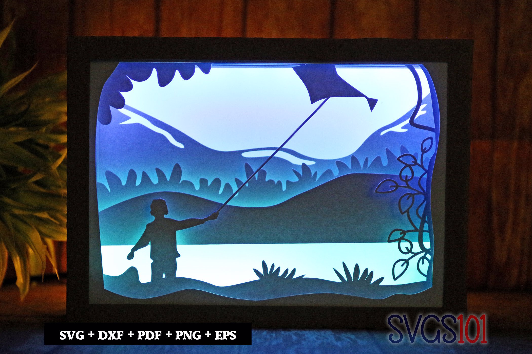 Kite Flying Shadow Box 5x7 Rectangle