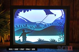 Kite Flying Shadow Box 5x7 Rectangle