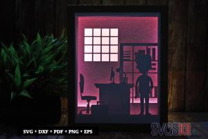 Office Scene Shadow Box 8x10 Rectangle