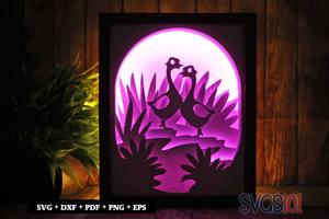 Geese Standing on Rock Shadow Box SVG 8x10