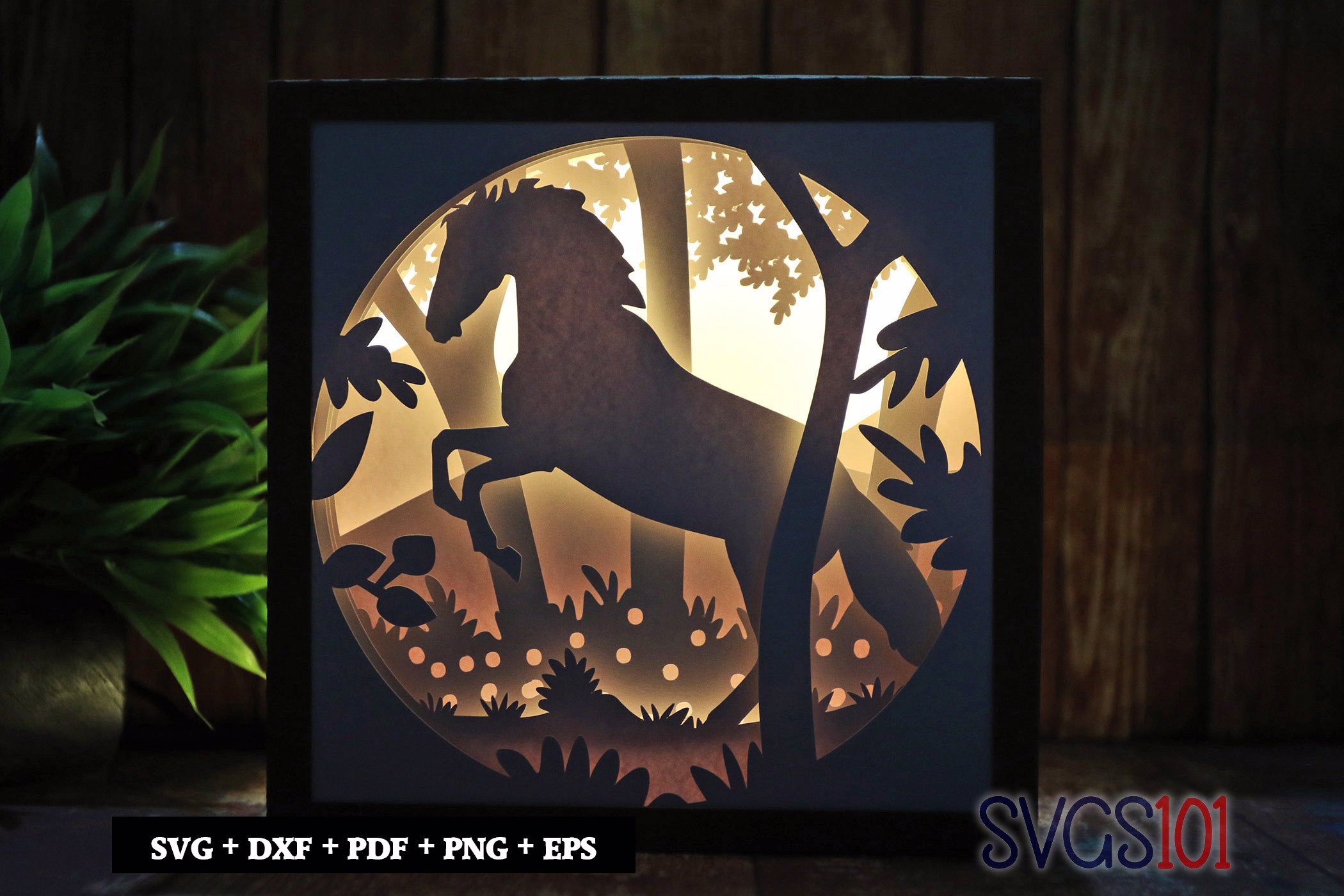 Jumping Horse DIY Shadow Box Light Box 8x8, 12x12