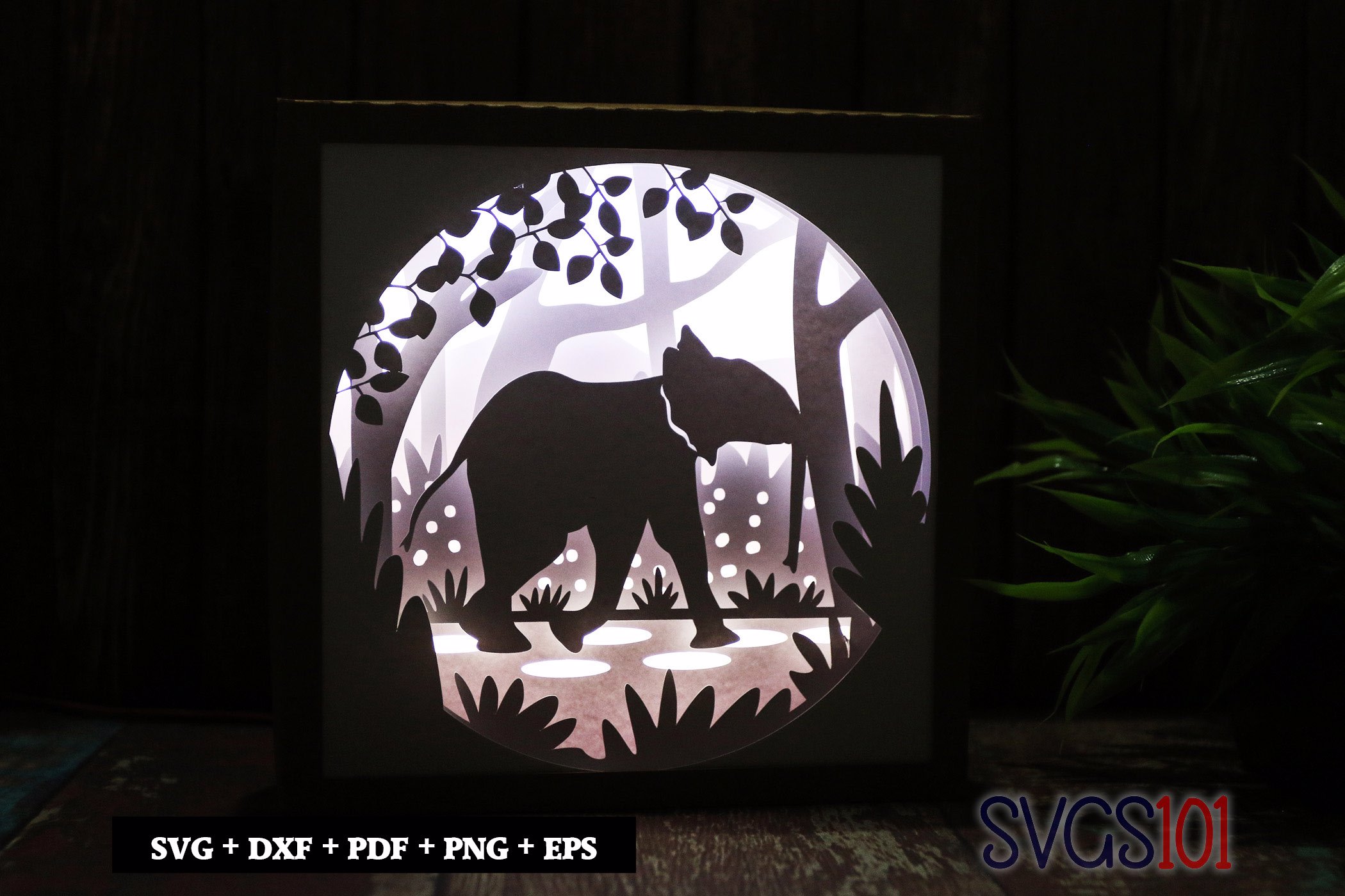 Baby Elephant Square Shadow Box SVG 8x8 10x10 12x12