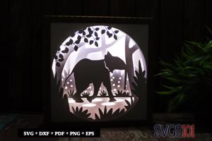 Baby Elephant Square Shadow Box SVG 8x8 10x10 12x12