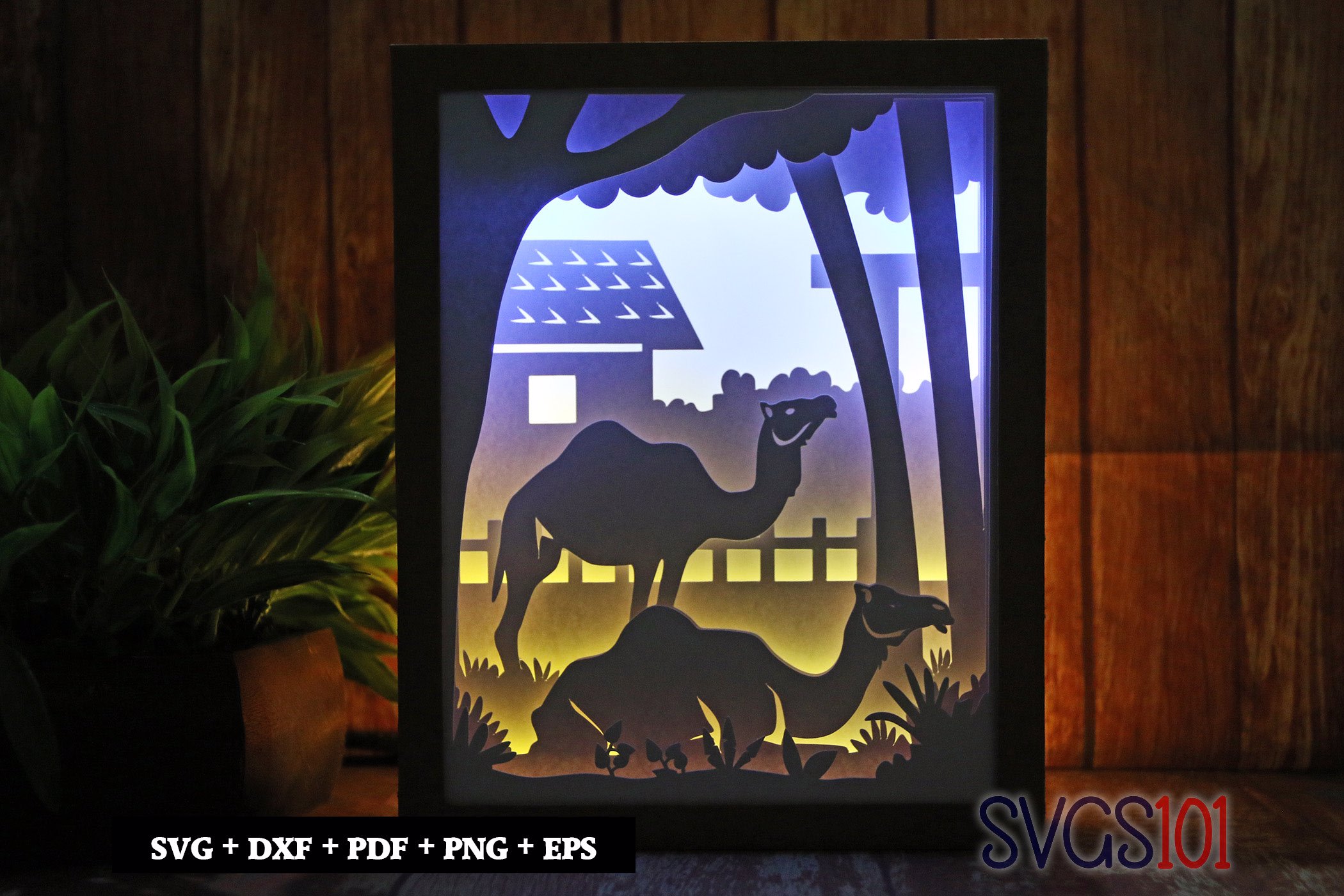 Camel in Village Light Box SVG 8x10 Portrait