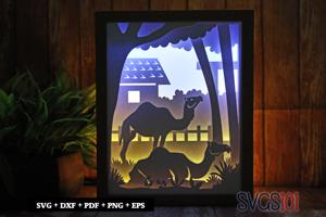 Camel in Village Light Box SVG 8x10 Portrait