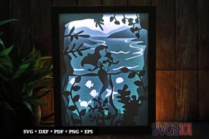 Happy Mermaid Shadow Box SVG 8x10