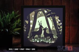 Deer Family Shadow Box Light Box 8x8, 12x12