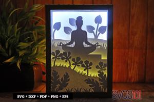 Young Girl Doing Yoga DIY Shadow Box Light Box 5x7
