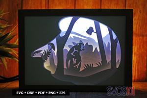 Monkey in jungle DIY Shadow Box Light Box 5x7