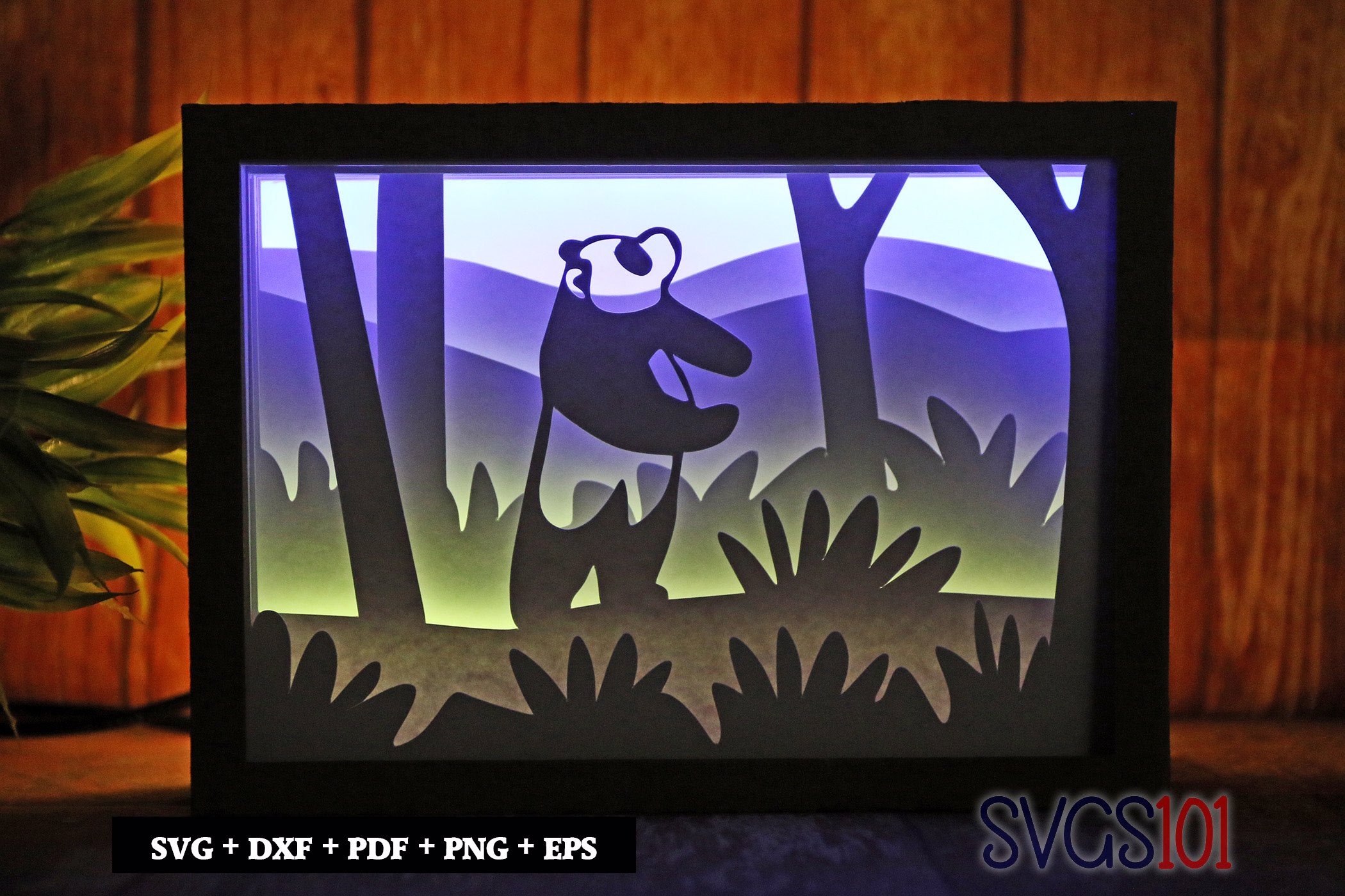Happy Panda Paper 3D Shadow Box SVG 5x7