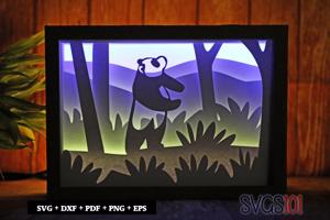Happy Panda Paper 3D Shadow Box SVG 5x7