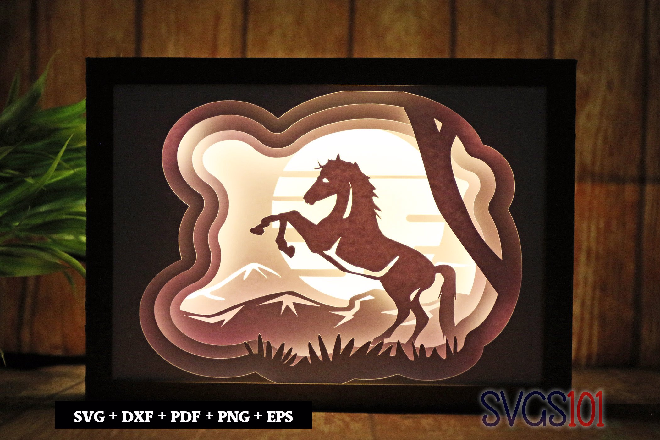 Horse Jumping Light Box SVG 5x7 Landscape