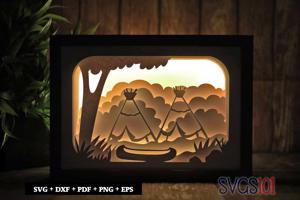 Native American Scene Light Box SVG 5x7 Landscape