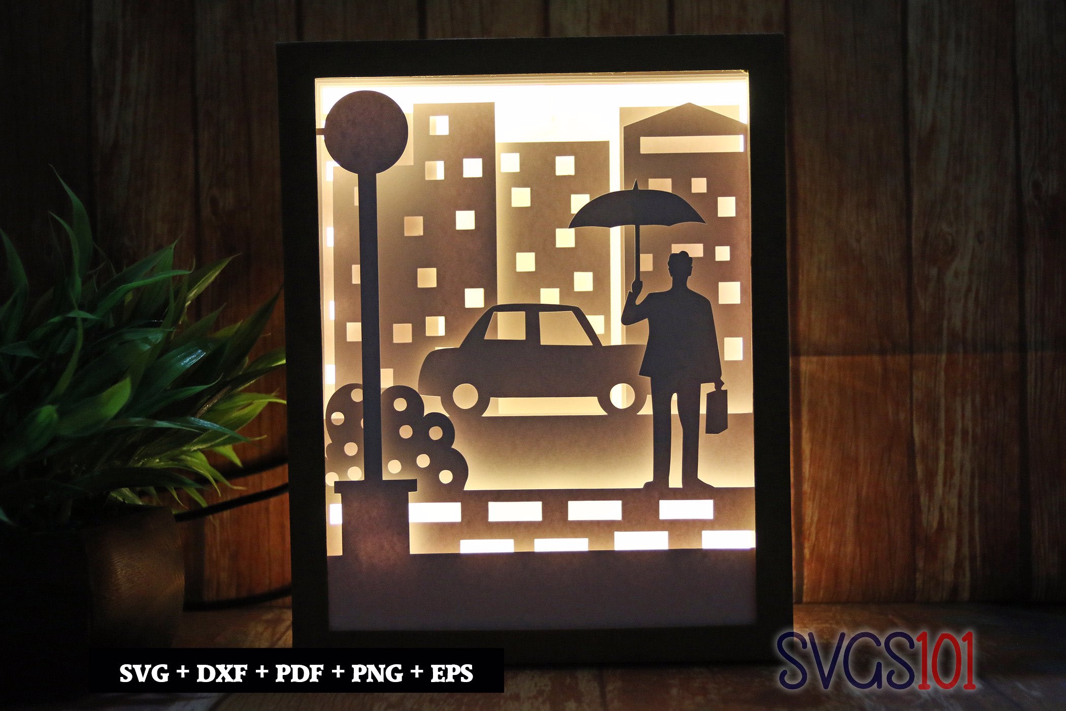 Person With Umbrella Light Box SVG 8x10 Portrait