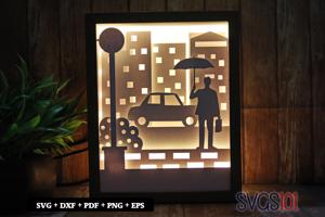Person With Umbrella Light Box SVG 8x10 Portrait