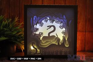 Snake Serpent Shadow Box Light Box 8x8, 12x12