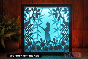 Girl Praying to God DIY Shadow Box Light Box 8x8, 12x12