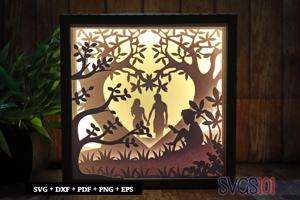 Couple Holding Hands and Reading Boy DIY Shadow Box Light Box 8x8, 12x12