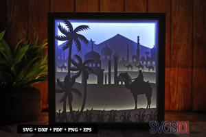 Masjid in Desert DIY Shadow Box Light Box 8x8, 12x12
