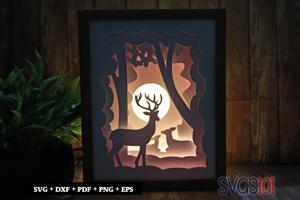 Reindeer Family Shadow Box SVG 8x10