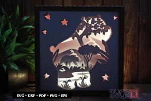 Bear in Jungle Square Shadow Box SVG 8x8 10x10 12x12