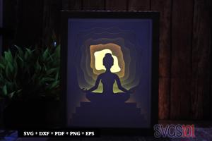 Girl Meditating Paper 3D Shadow Box SVG 8x10