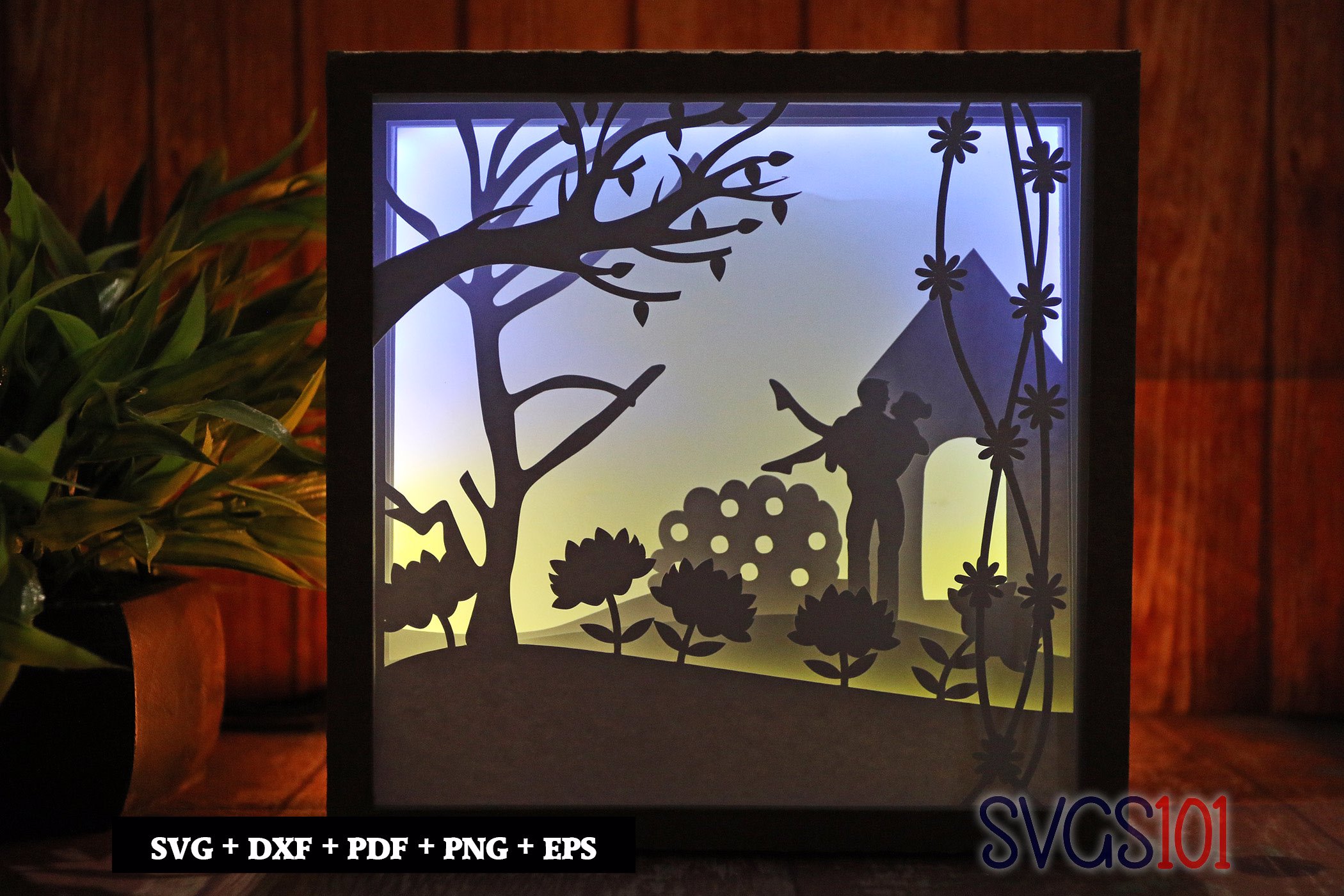 Boy Carrying Girl DIY Shadow Box Light Box 8x8, 12x12