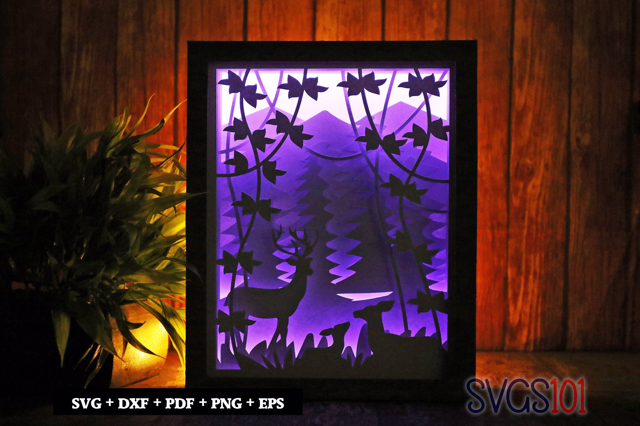 Wild Deer  Shadow Box SVG 8x10