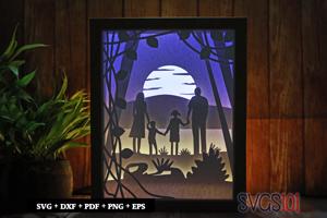 Family on Beach Sunset DIY Shadow Box Light Box 8x10