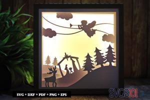 Merry Christmas Nativity Shadow Box Light Box 8x8, 12x12