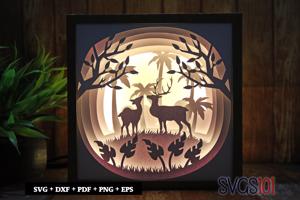 Alluring Deer Couple Shadow Box Light Box 8x8, 12x12