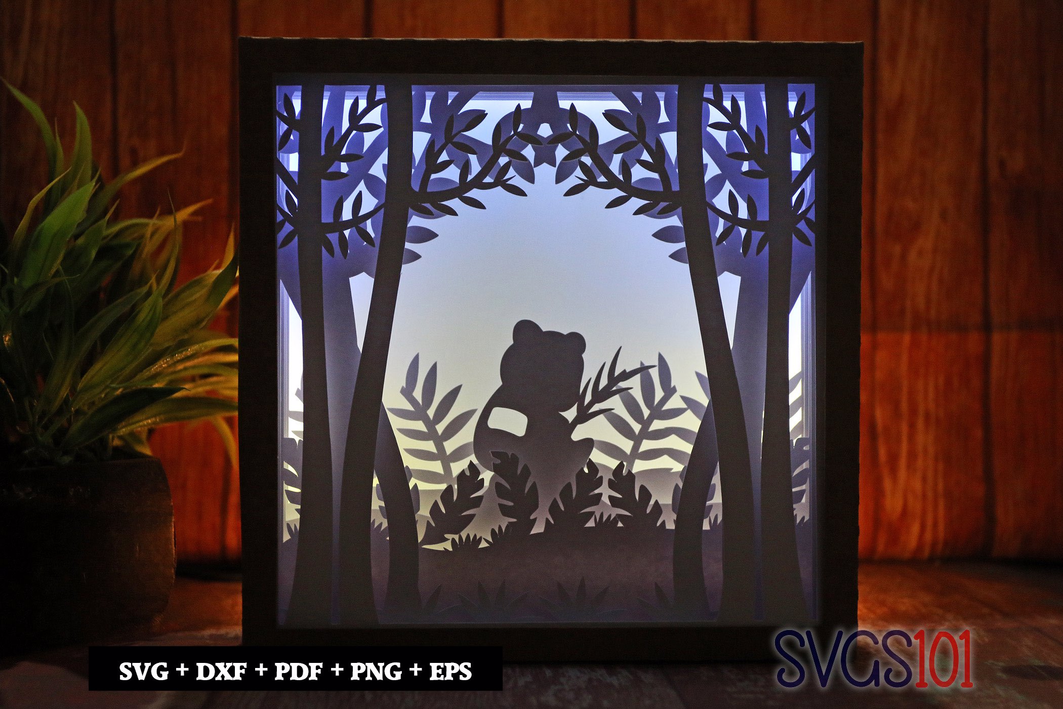 Alone Panda Shadow Box Light Box 8x8, 12x12