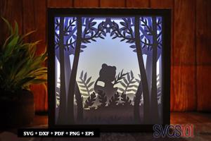Alone Panda Shadow Box Light Box 8x8, 12x12