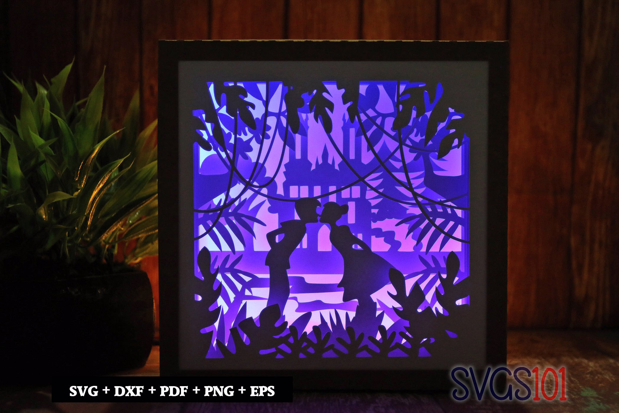 Fairy Tale Kissing LED Light Box Shadow Box Square 8x8, 12x12