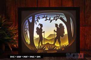 Couple on Hiking Trip DIY Shadow Box Light Box 8x10