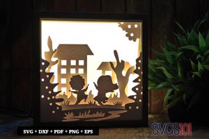 Kids Playing Shadow Box Light Box 8x8, 12x12
