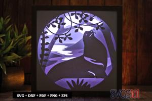Sea Lion on the Beach LED Light Box Shadow Box Square 8x8, 12x12