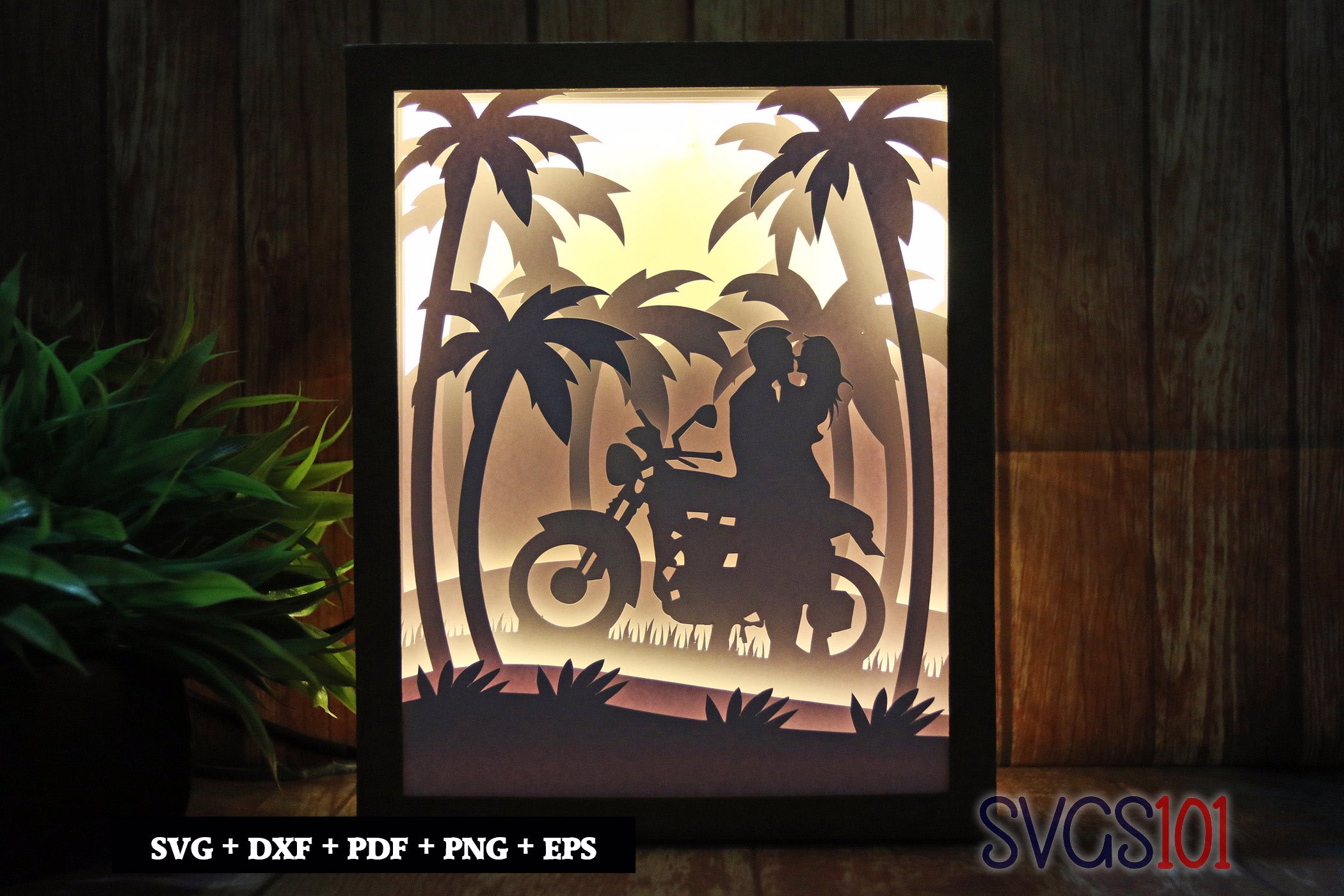 Cute Couple Kissing Shadow Box SVG 8x10